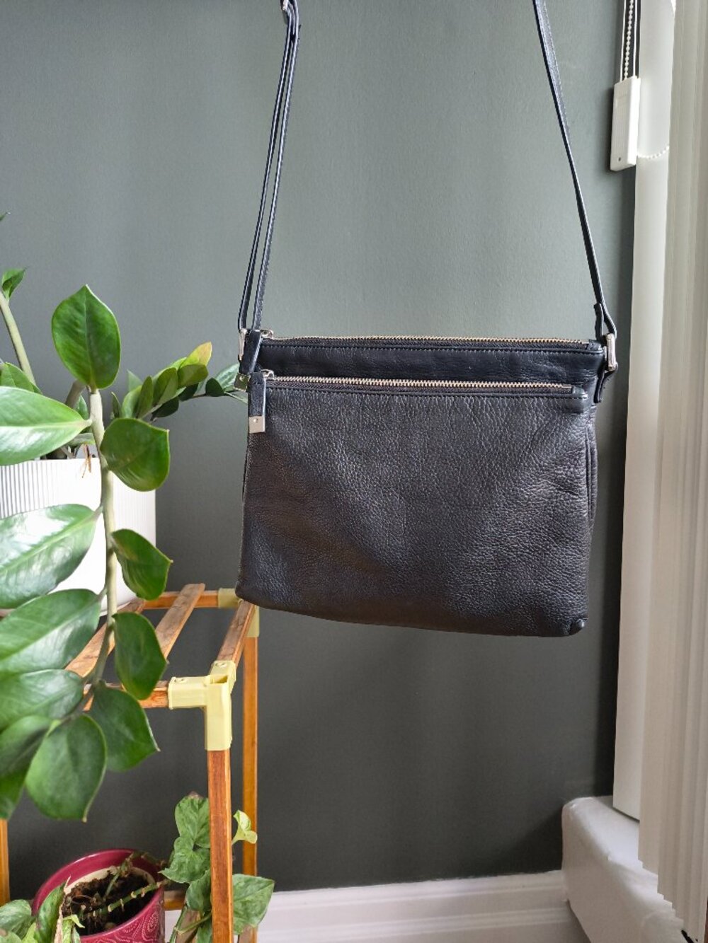 Margot New York "Remy Hobo" Full Grain Pebbled Leather Crossbody Bag